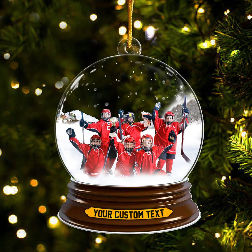 Hockey Team Best Moments Of The Year In Christmas Snowball Christmas Acrylic Ornament Upload Photo For Hockey Lover H2511