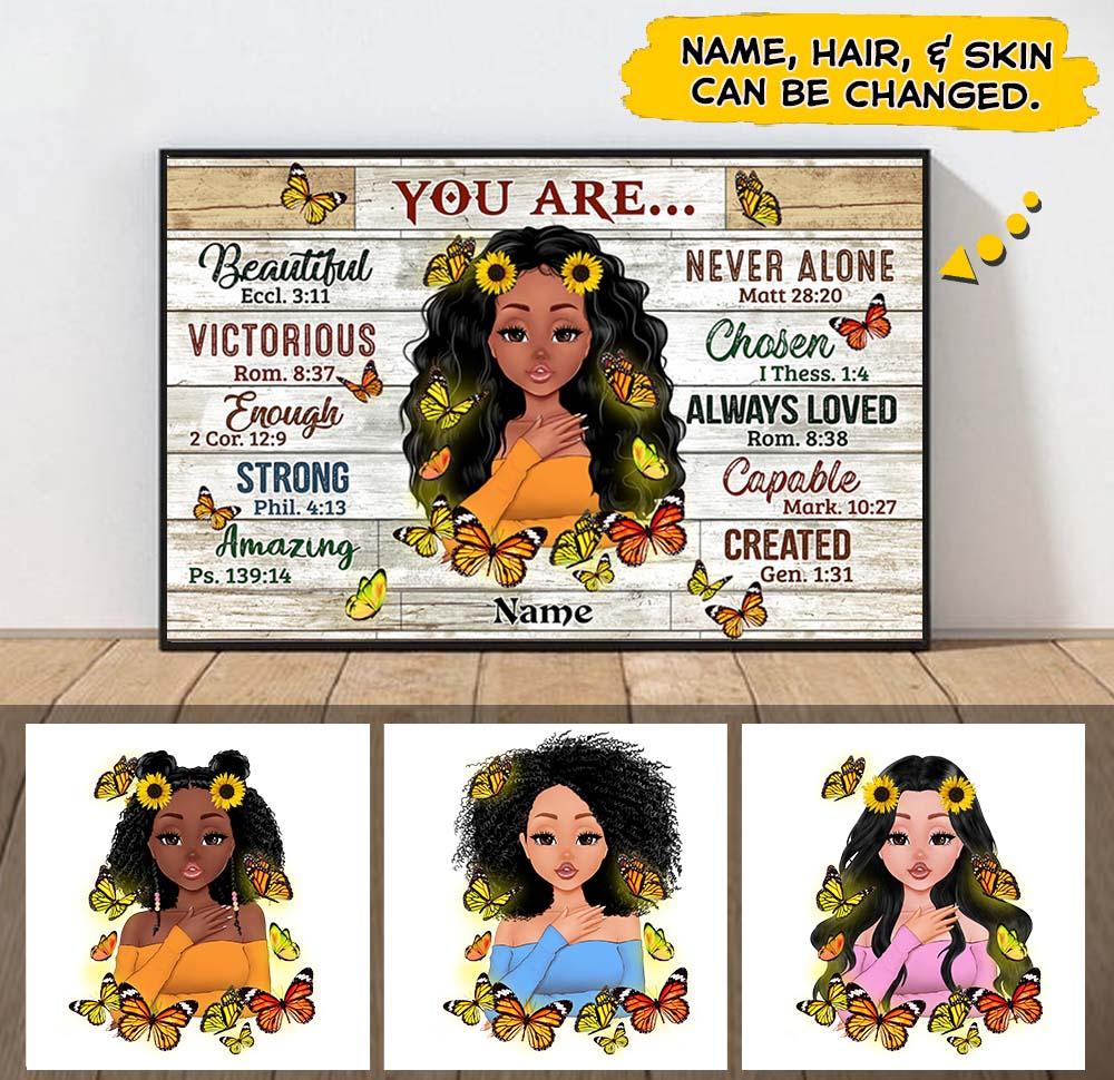 Personalized Canvas Gift For Black Daughter - Custom Gifts For Black Daughter - You Are Beautiful Strong Amazing Poster Canvas For Black Women