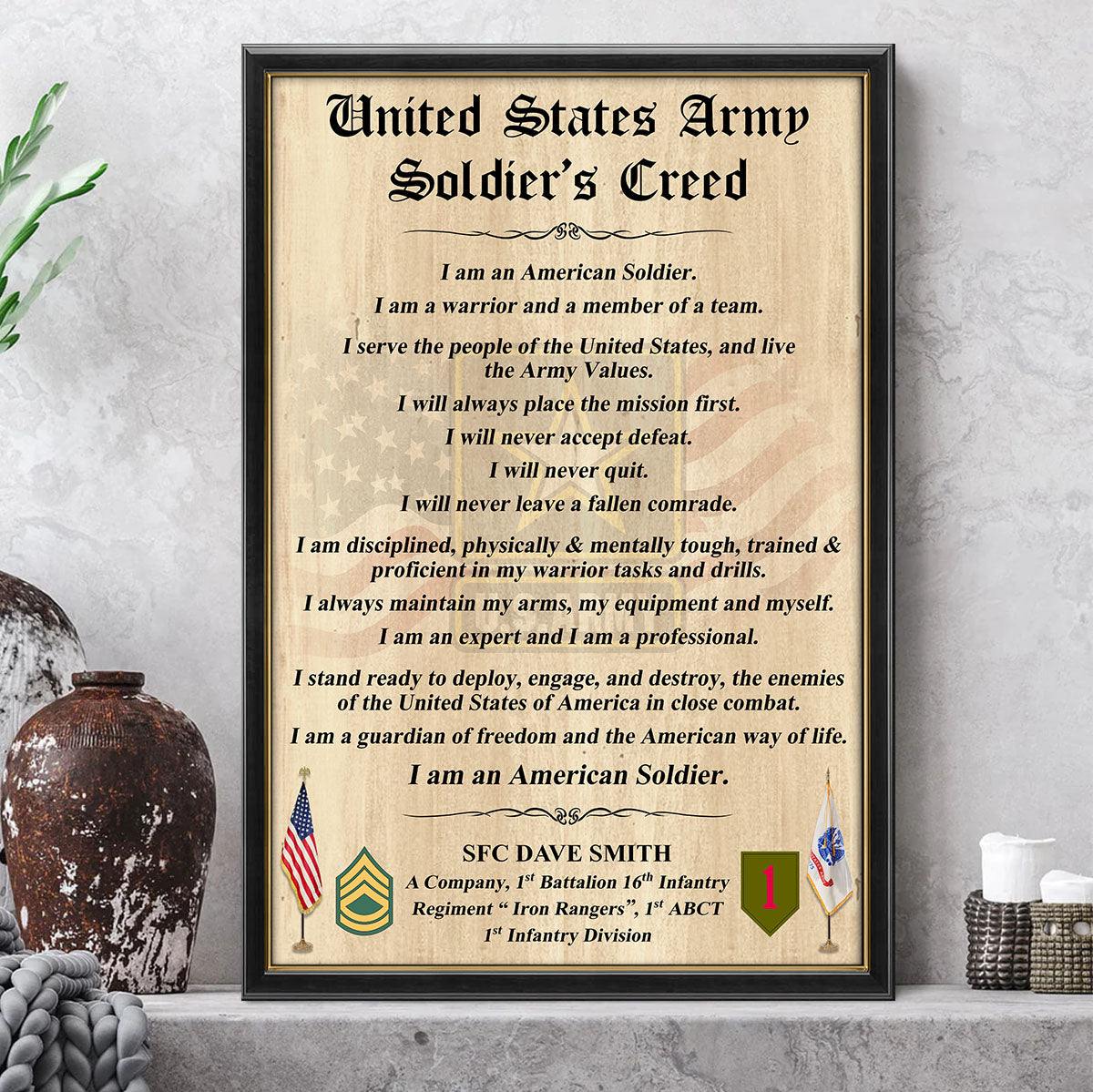 US Veteran Creed Personalized Poster And Canvas Gift For Veterans K1702