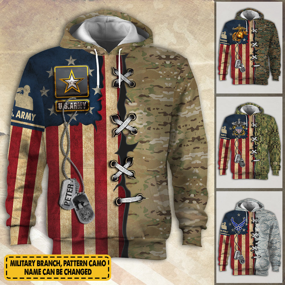 Personalized Shirt Custom Logo, Pattern Military Veteran Gift Military All Over Print Shirt K1702