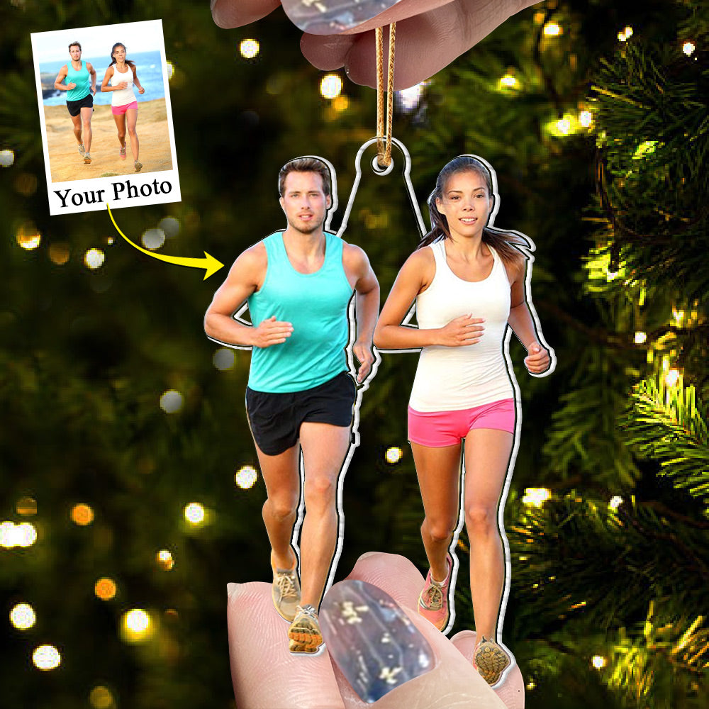 Custom Photo Acrylic Ornament Gift For Running Lovers - Personalized Upload Photo Acrylic Ornament For Runner