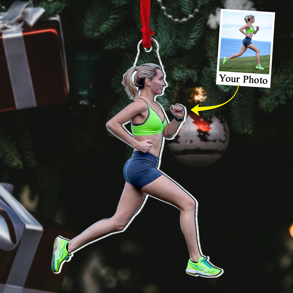 Custom Photo Acrylic Ornament Gift For Running Lovers - Personalized Upload Photo Acrylic Ornament For Runner