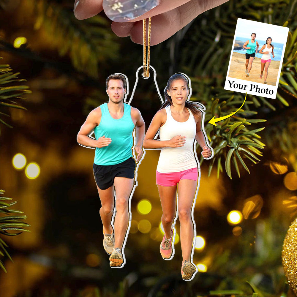 Custom Photo Acrylic Ornament Gift For Running Lovers - Personalized Upload Photo Acrylic Ornament For Runner