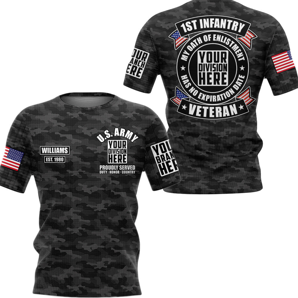 Grey Camo Military My Oath Of Enlistment Has No Expiration Date Personalized All Over Print Shirt For Veteran H2511