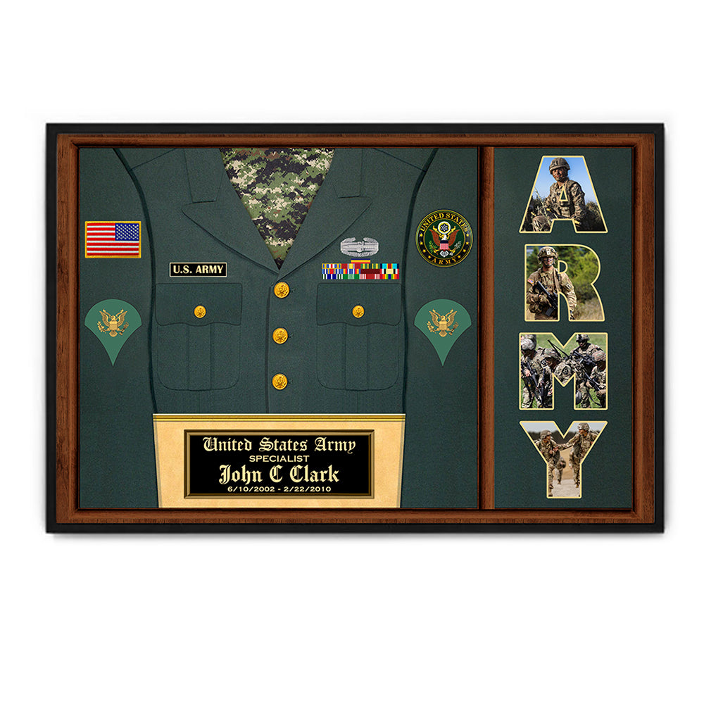 Custom Image Service Uniform Rank Name Division Personalized Gift For Military Veteran Dad Grandpa Veteran Poster Canvas H2511