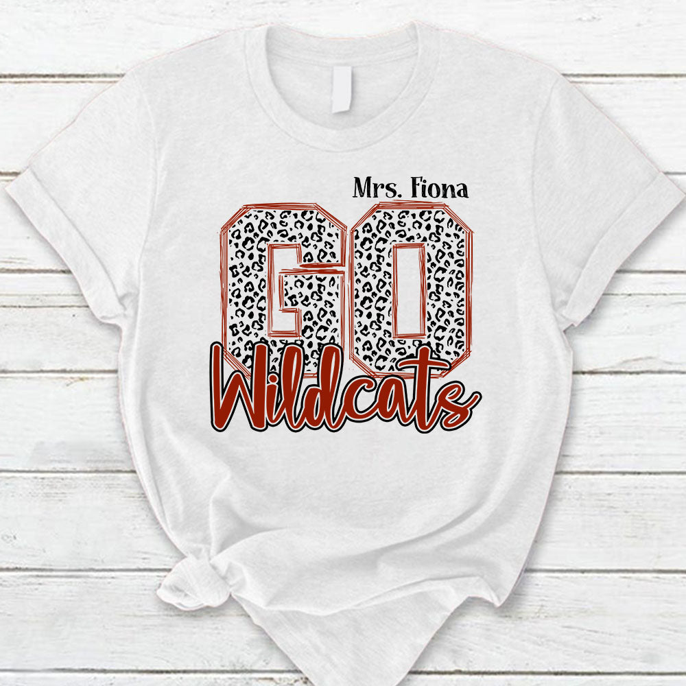 Personalized Go Wildcats Leopard Custom Name T-Shirt For Teacher