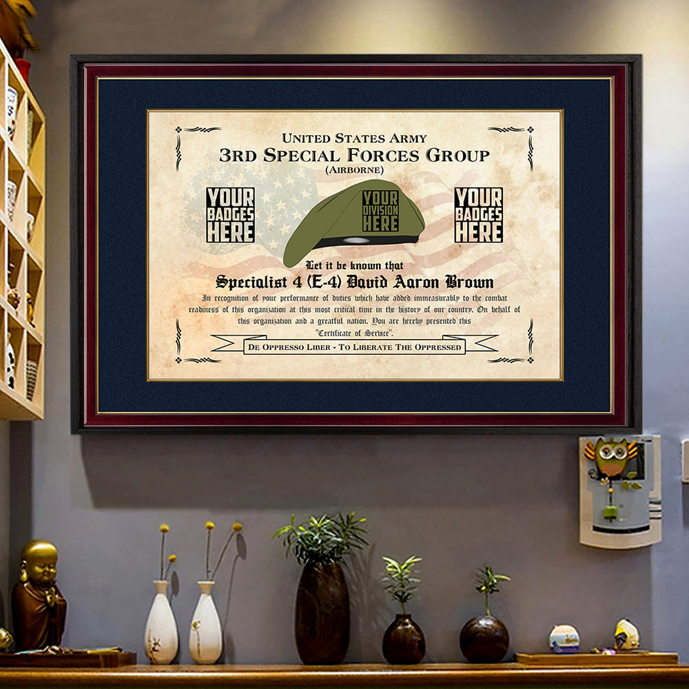 Custom Division Badges Certificate Personalized Poster Canvas For Veteran Gift For Veteran Wall Art Home Decor H2511