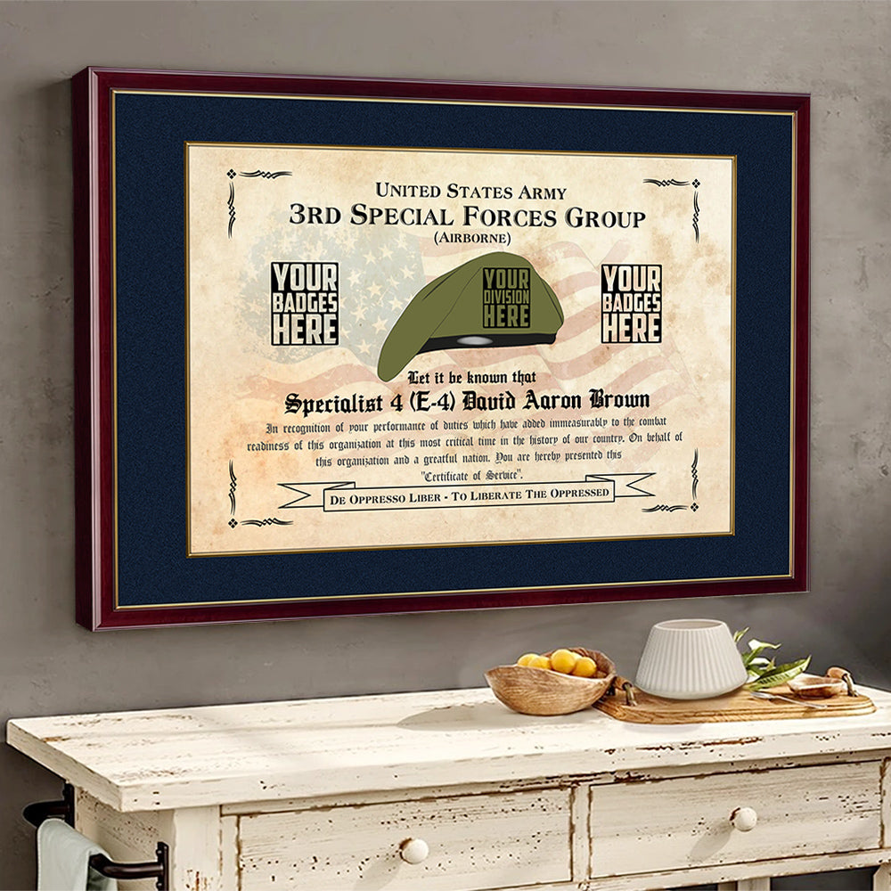 Custom Division Badges Certificate Personalized Poster Canvas For Veteran Gift For Veteran Wall Art Home Decor H2511