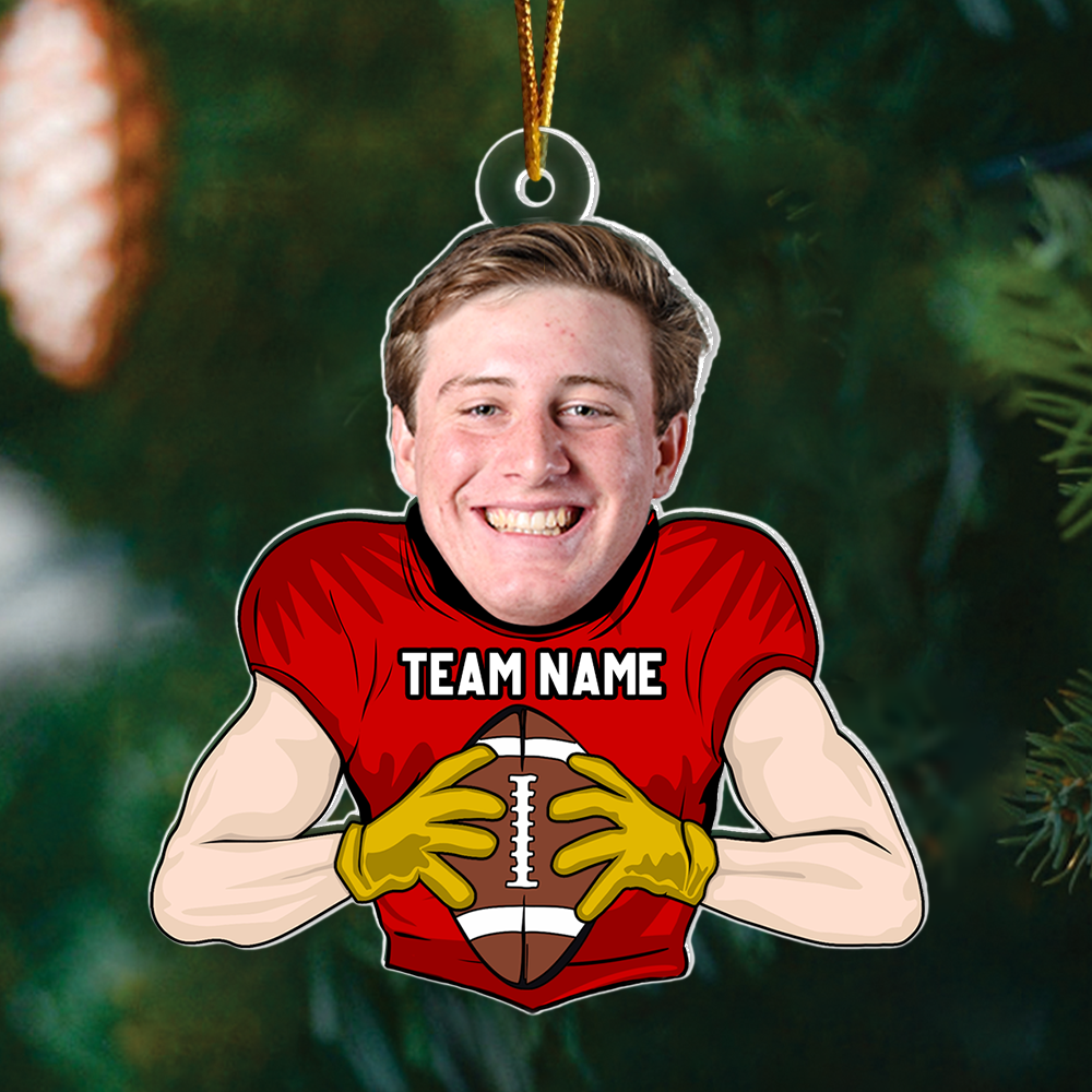 Custom Face Football Player - Personalized Acrylic Photo Ornament