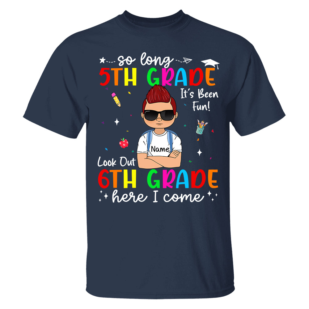 So Long Kindergarten Personalized Shirt Custom School Level Back To School Gift