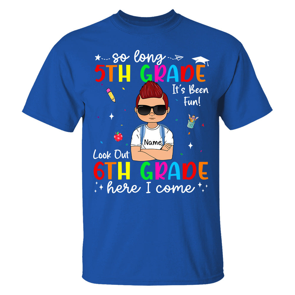 So Long Kindergarten Personalized Shirt Custom School Level Back To School Gift