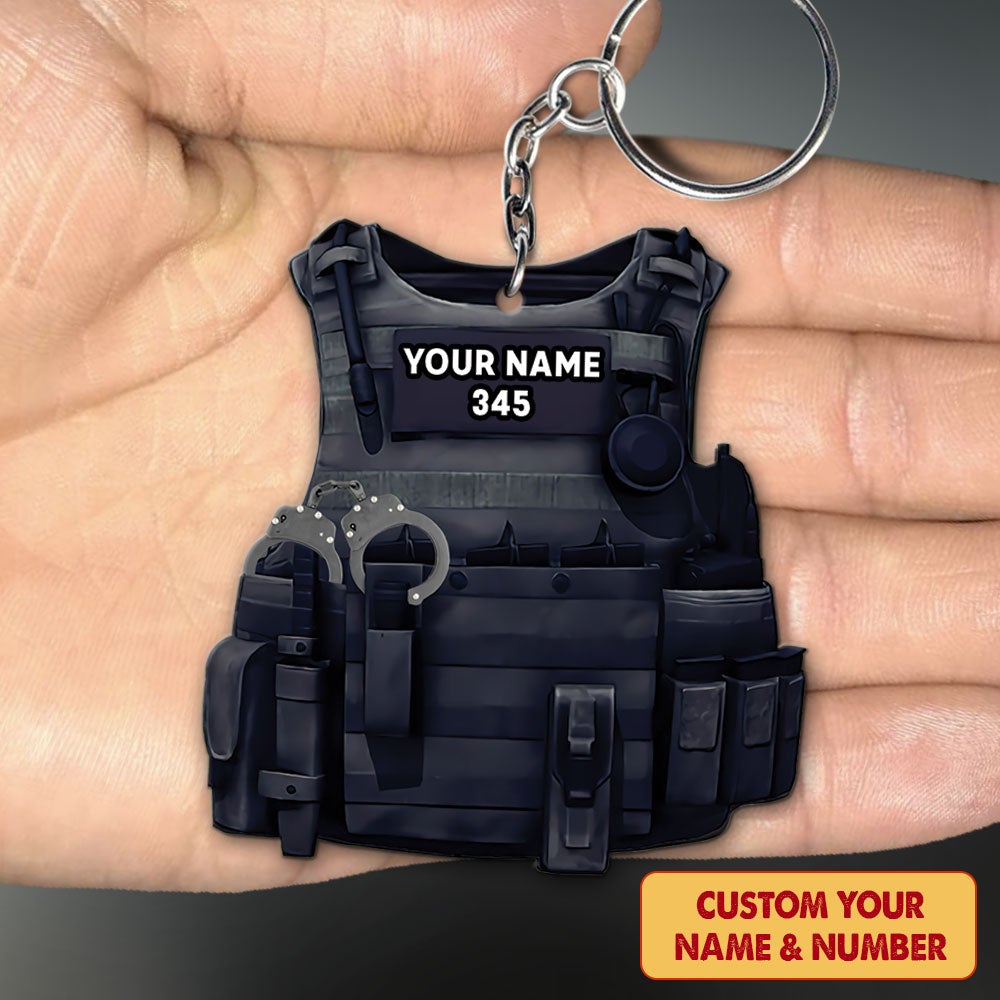 Personalized Keychain Gift For Police - Custom Gifts For Police Officer - Armor Acrylic Keychain For Policeman