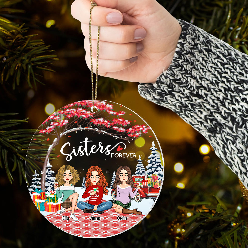 Sisters forever Personalized Besties Forever Christmas Acrylic Ornament