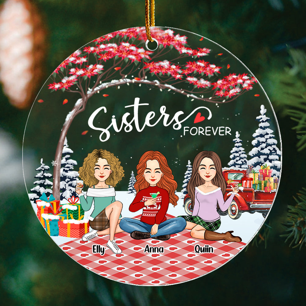 Sisters forever Personalized Besties Forever Christmas Acrylic Ornament