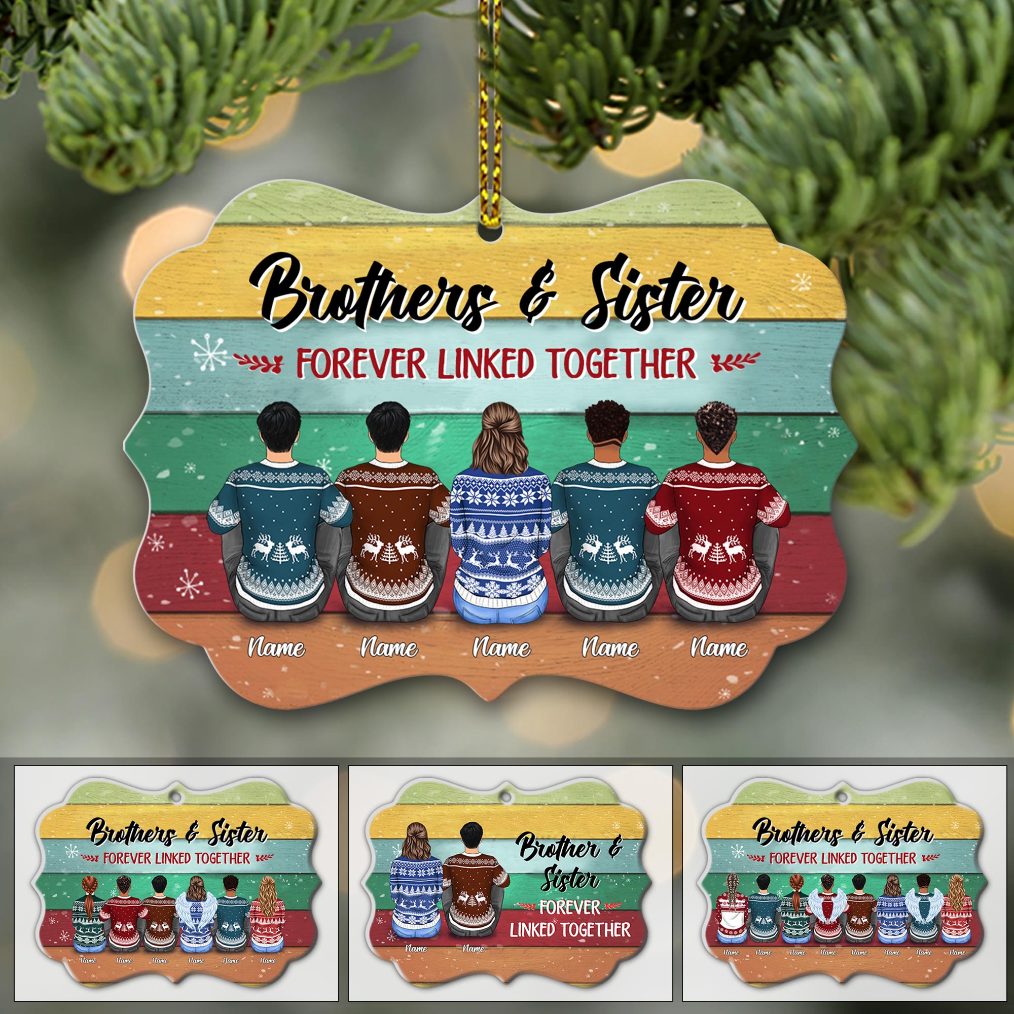 Brothers And Sisters Forever Linked Together Personalized Ornament Gift For Sister Brother