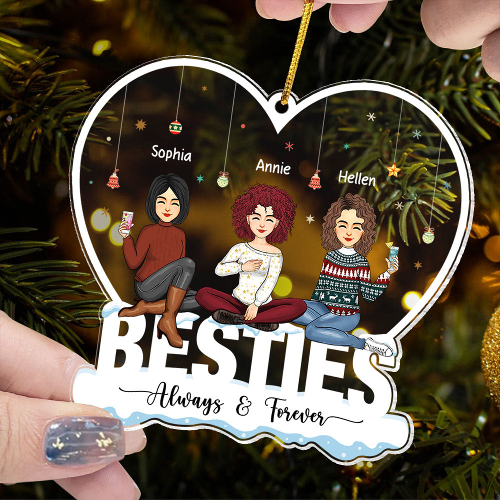 Always & Forever Besties - Personalized Heart Shape Acrylic Ornament