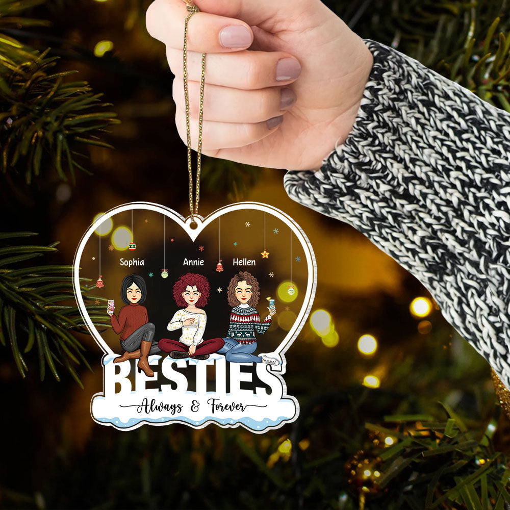 Always & Forever Besties - Personalized Heart Shape Acrylic Ornament