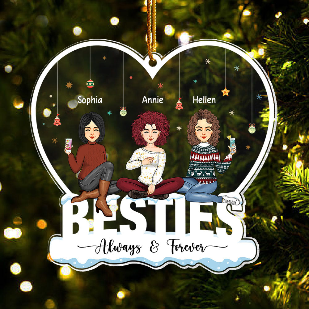 Always & Forever Besties - Personalized Heart Shape Acrylic Ornament