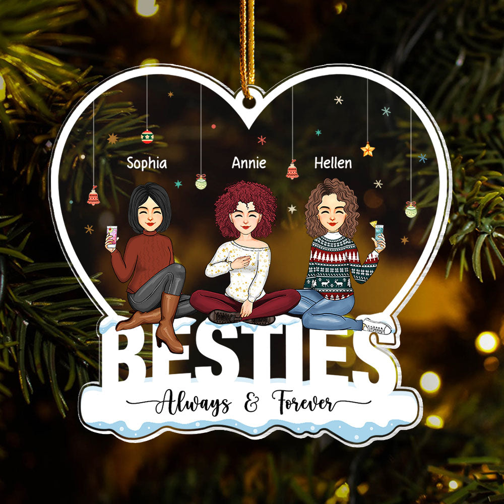 Always & Forever Besties - Personalized Heart Shape Acrylic Ornament