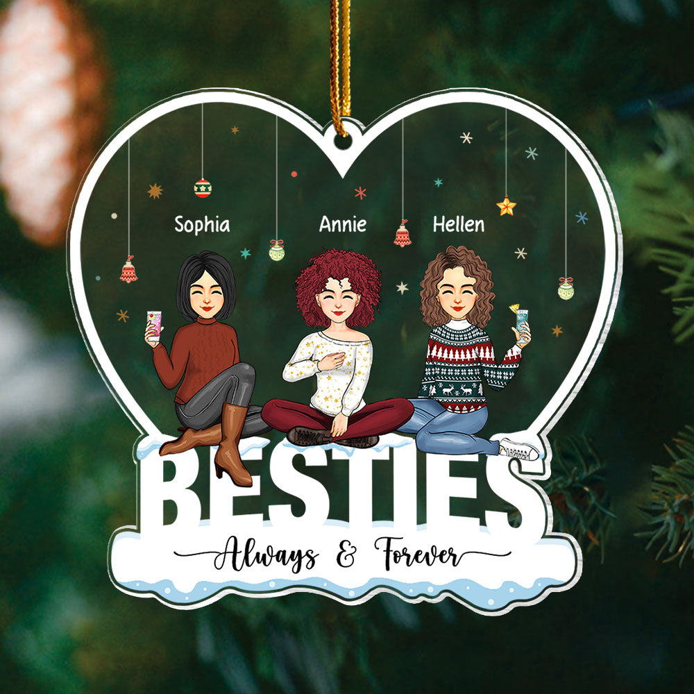 Always & Forever Besties - Personalized Heart Shape Acrylic Ornament