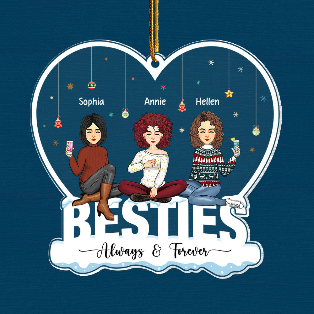 Always & Forever Besties - Personalized Heart Shape Acrylic Ornament