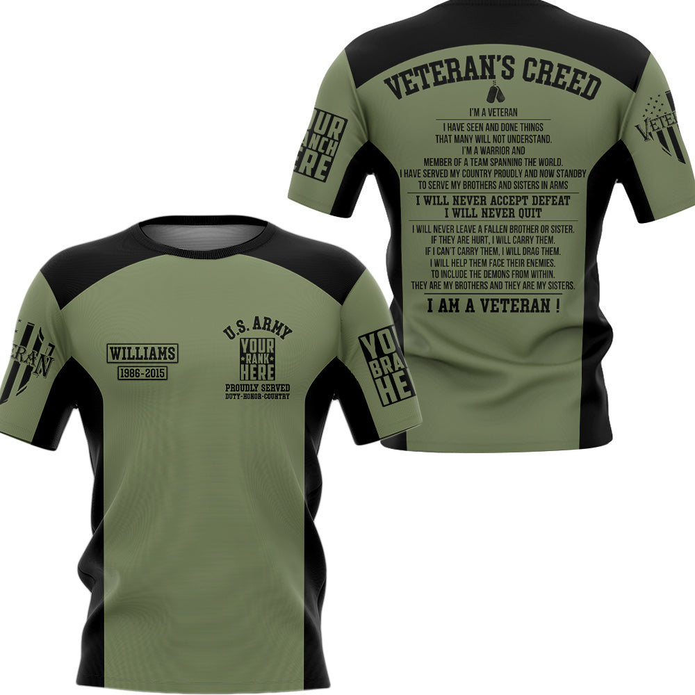 Veterans Creed I Am A Veteran I Have Seen And Done Things You May Not Understand Personalized All Over Print Shirt Hoodie For Veteran H2511
