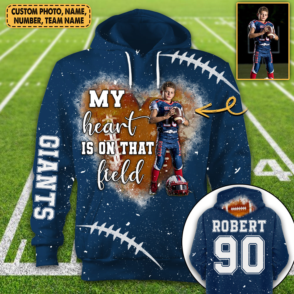 Personalized My Heart Is On That Field Football Custom Photo Player All Over Print Shirt K1702