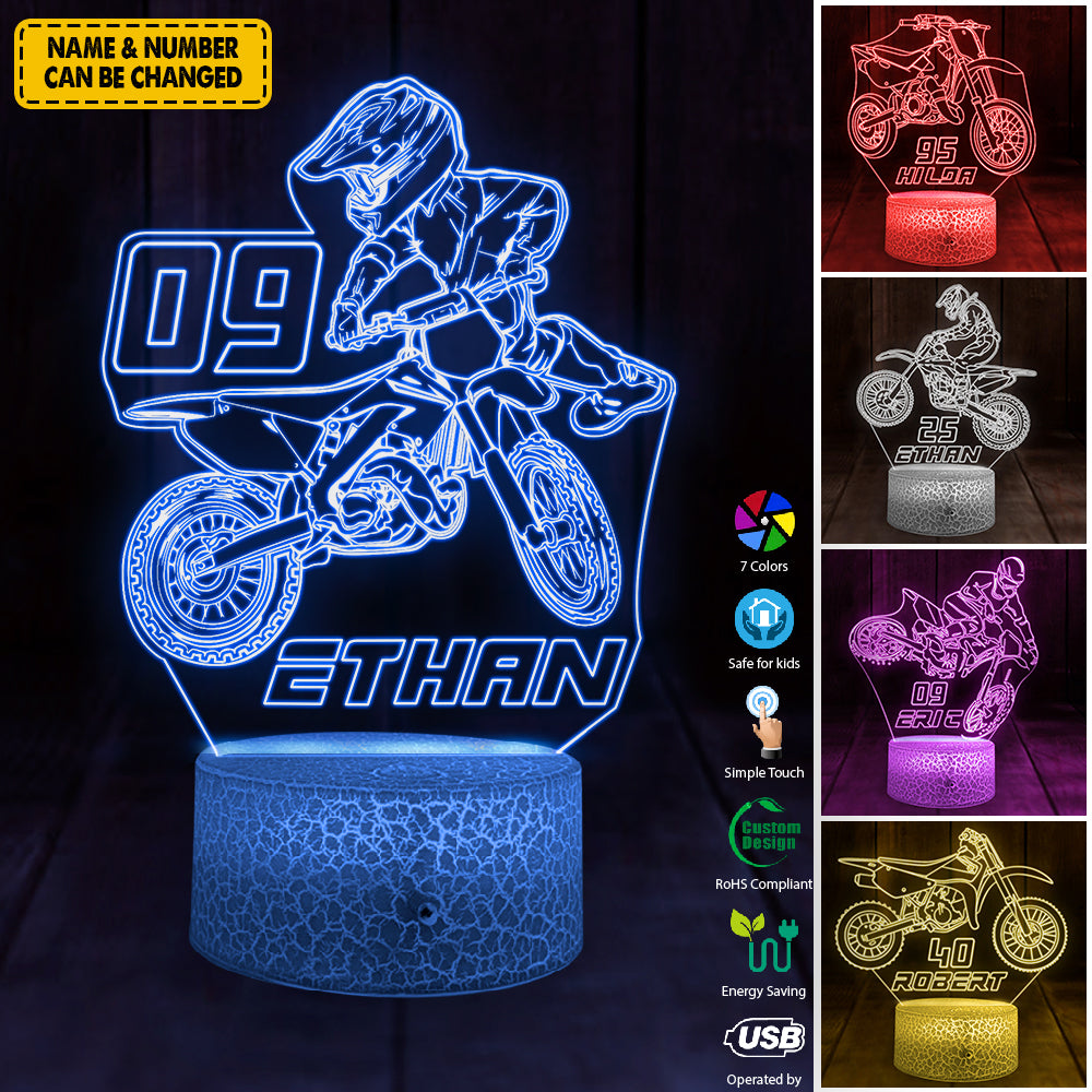 Motocross Led Light, Led Color Changing Night Light, Personalized Gift, Motocross Gifts K1702