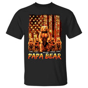 Papa Bear American The Sun Flag Personalized Shirt For Dad Grandpa Father's Day Gift H2511