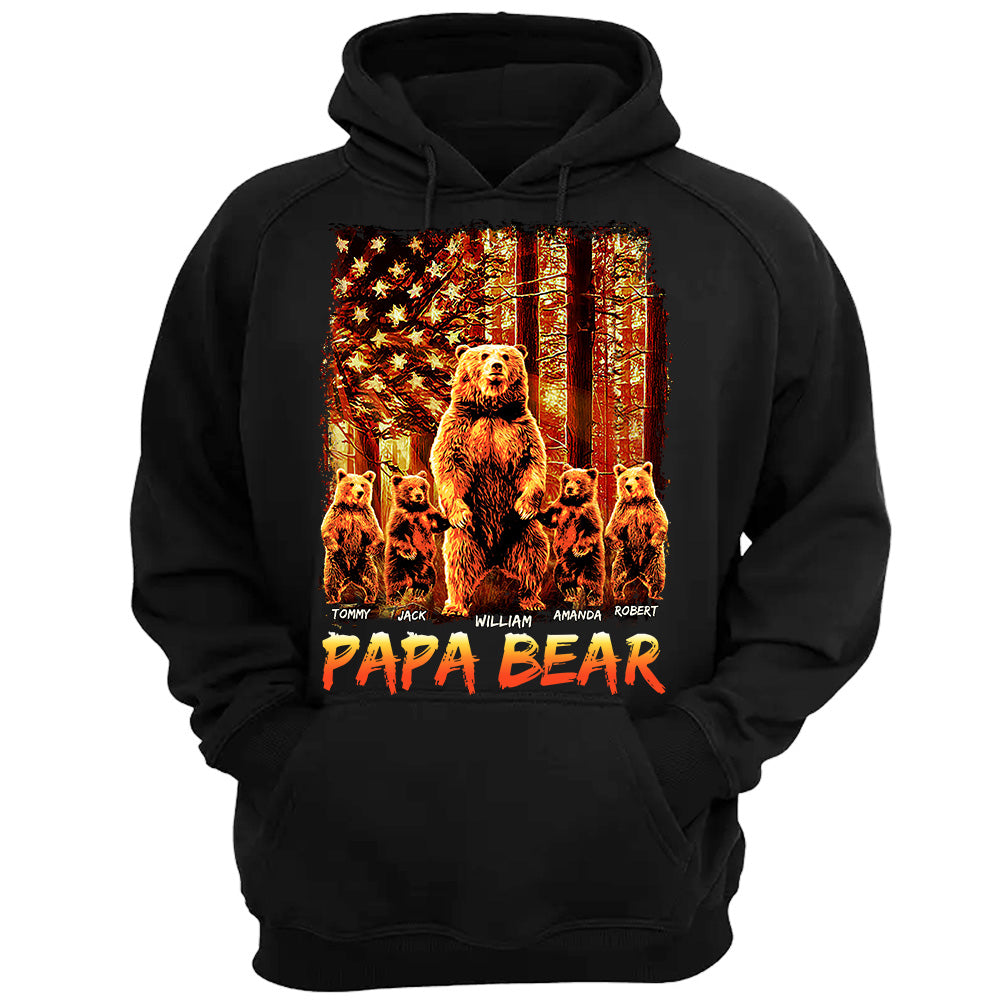 Papa Bear American The Sun Flag Personalized Shirt For Dad Grandpa Father's Day Gift H2511