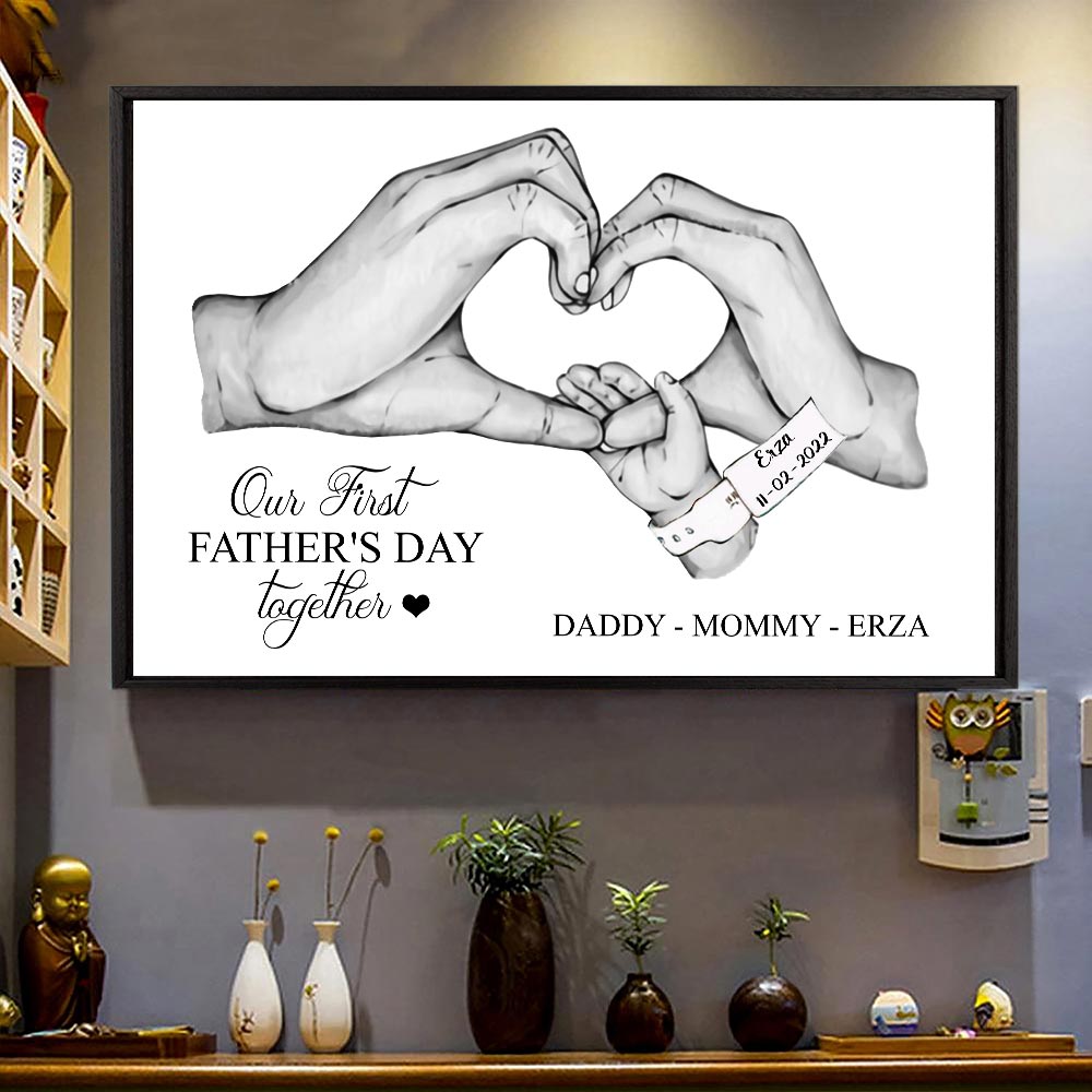Our Family Heart Hand's Custom Canvas Print Gift For Dad