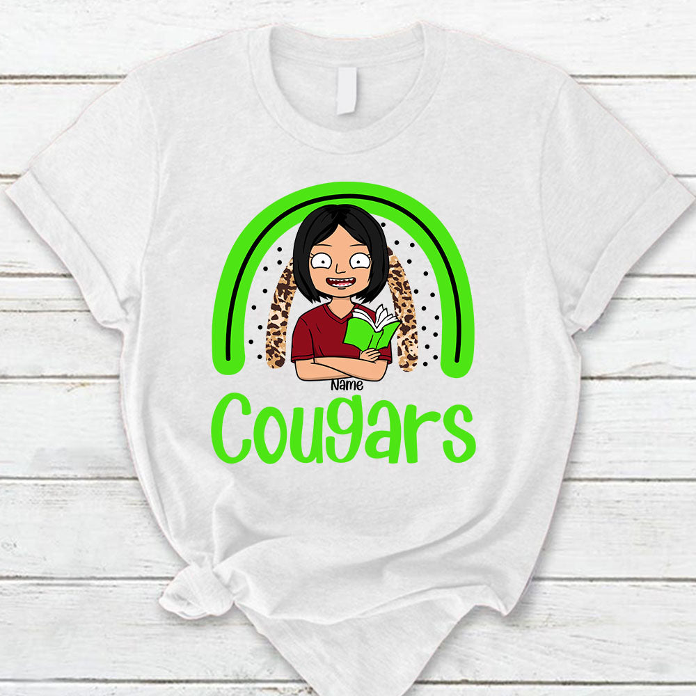 Personalized Cougars Mascot Rainbow T - Shirt Back To School