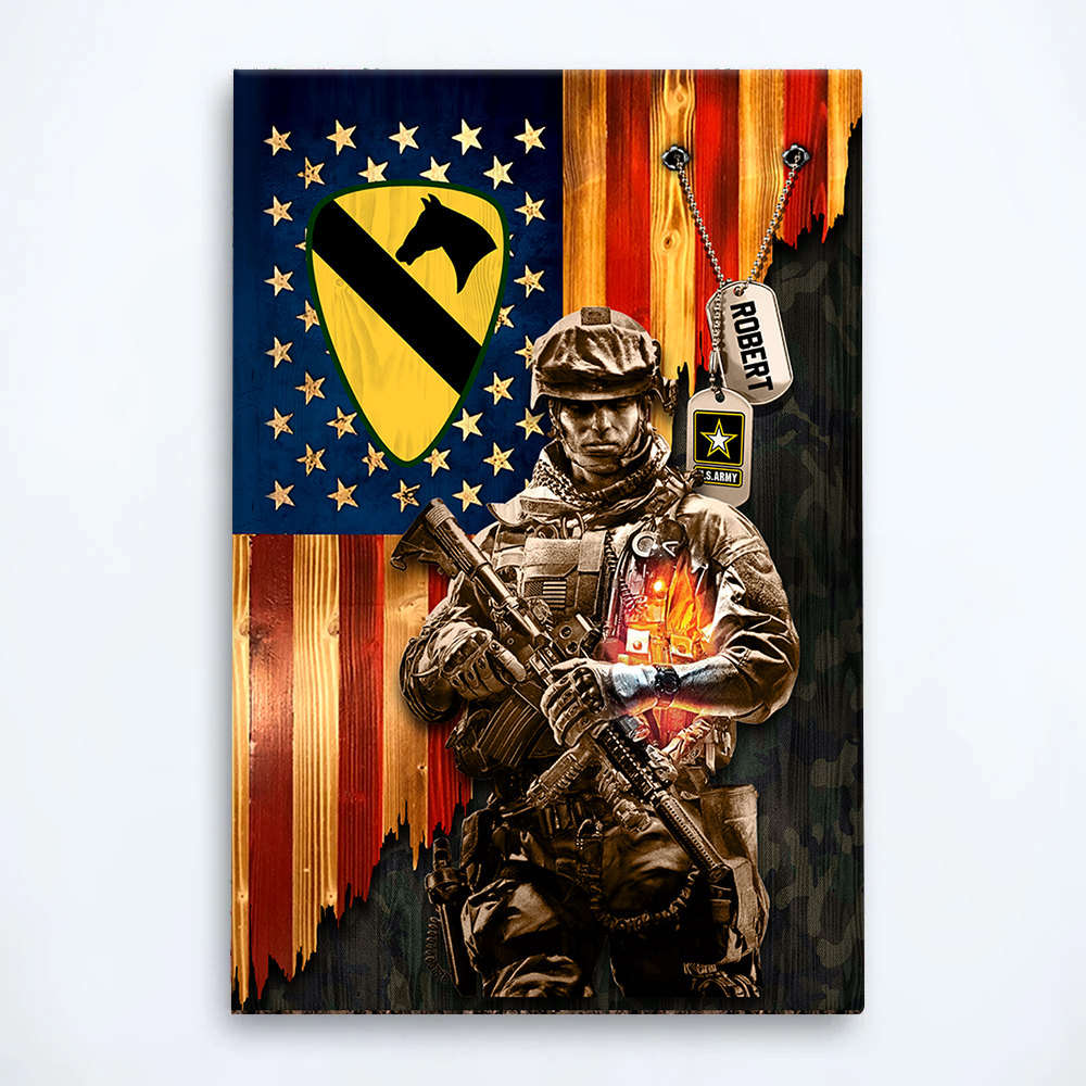 Personalized Gift For Military Veteran Custom Gift For Military Veteran Soldier American Rustic Flag Poster Canvas K1702