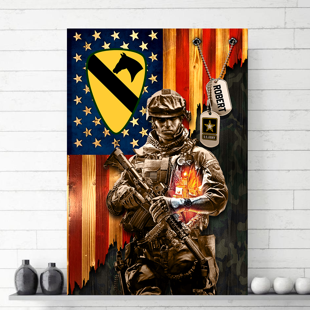 Personalized Gift For Military Veteran Custom Gift For Military Veteran Soldier American Rustic Flag Poster Canvas K1702