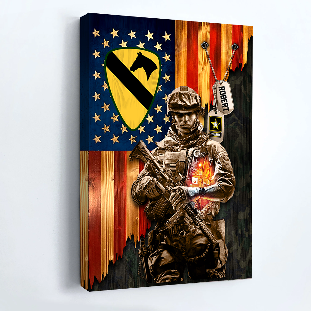Personalized Gift For Military Veteran Custom Gift For Military Veteran Soldier American Rustic Flag Poster Canvas K1702