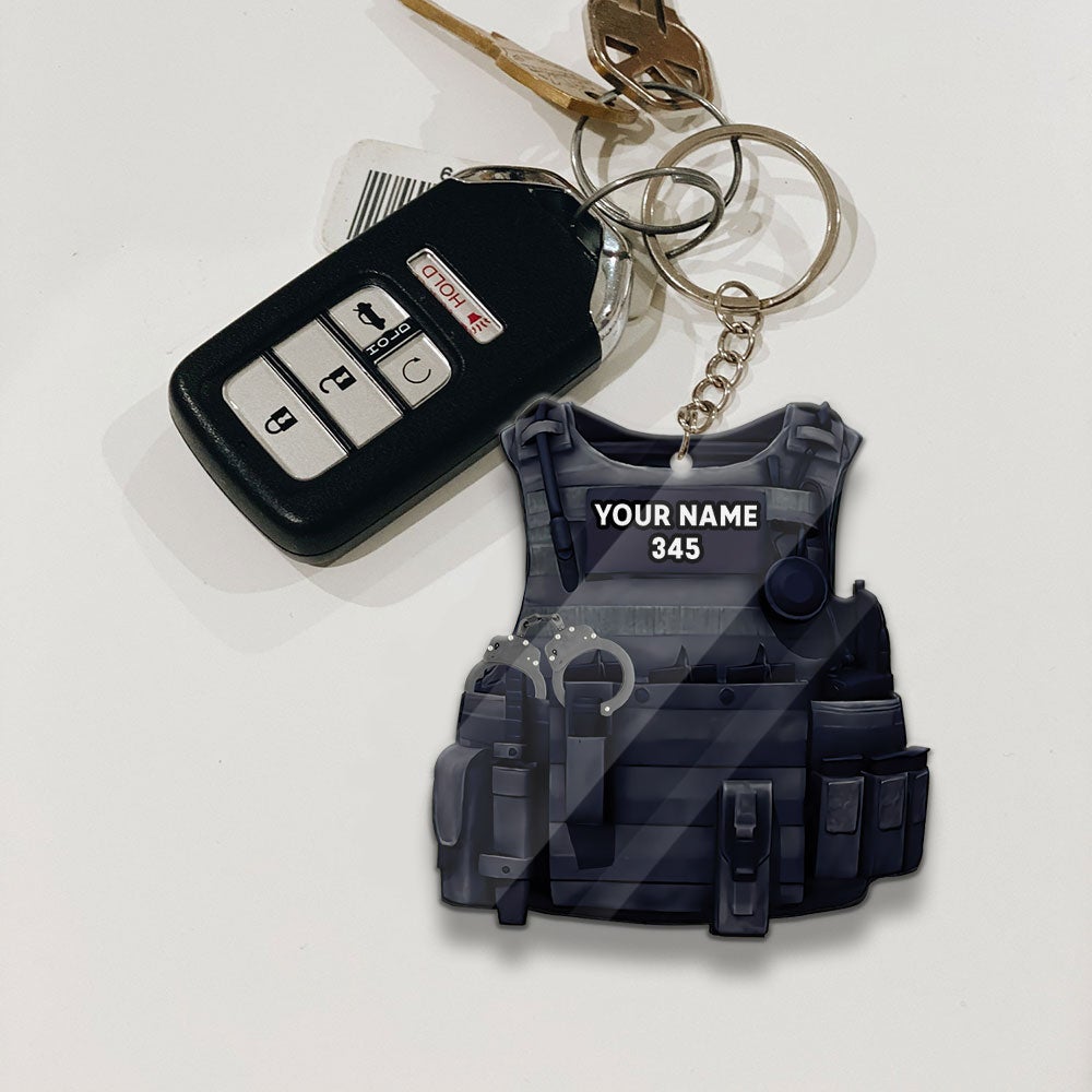 Personalized Keychain Gift For Police - Custom Gifts For Police Officer - Armor Acrylic Keychain For Policeman