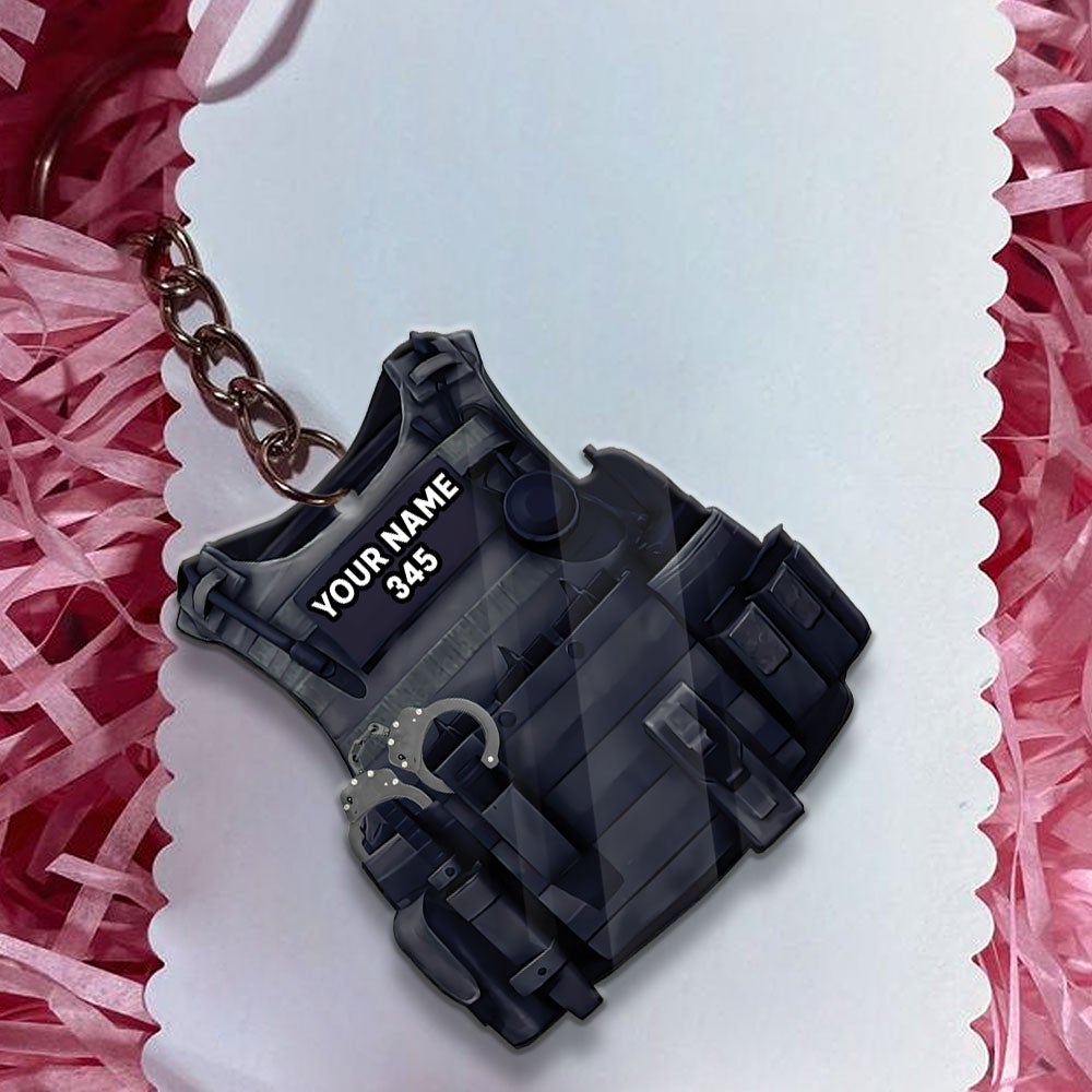 Personalized Keychain Gift For Police - Custom Gifts For Police Officer - Armor Acrylic Keychain For Policeman