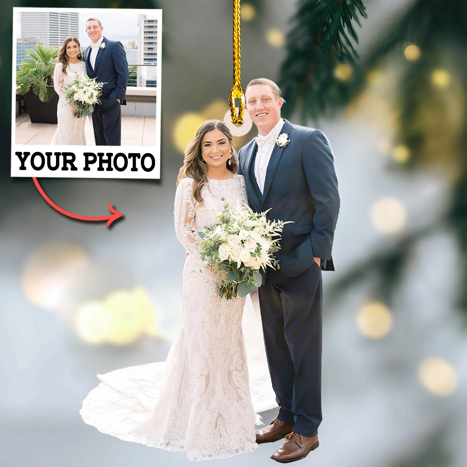 Custom Photo Wedding Ornament Gift For Wife - Personalized Photo Ornament Gift For Couples - Ornament Wedding Gifts For Couples