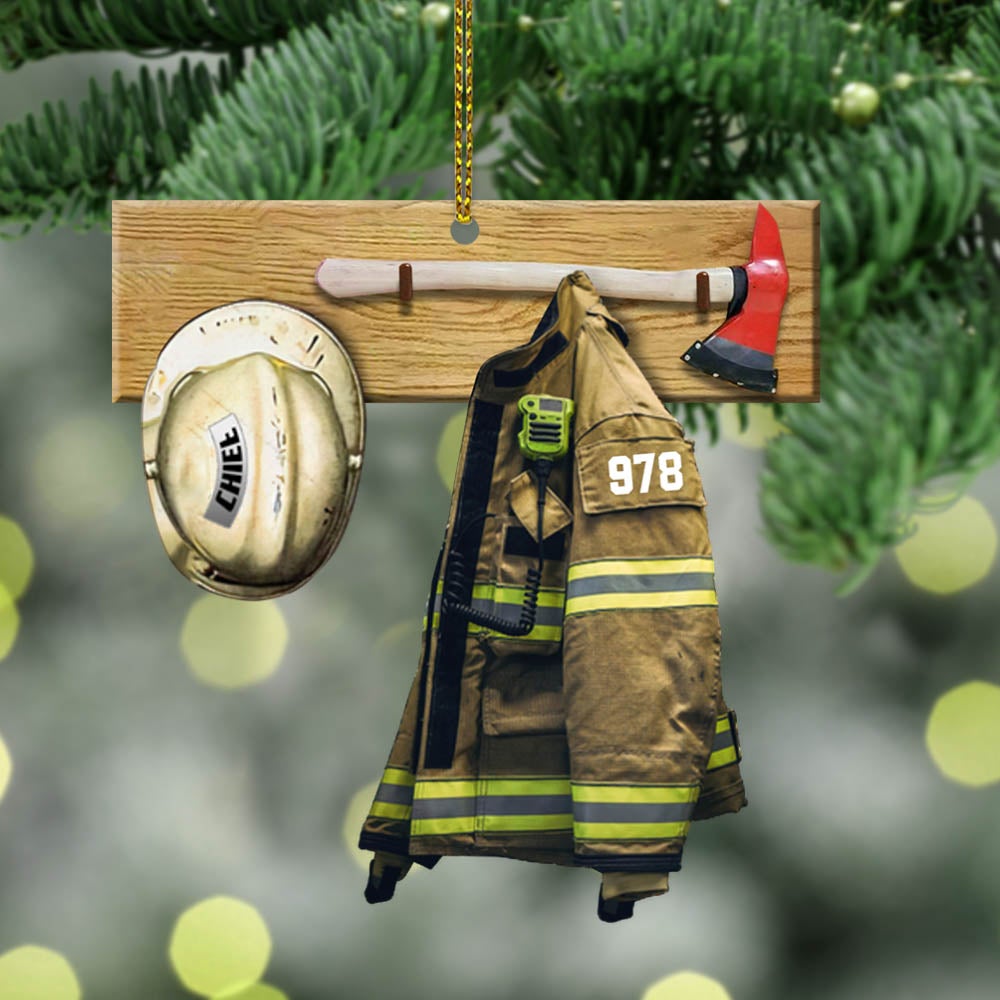 Armor And Name Cut Shaped Ornament Personalized Ornament Gifts For Firefighter For Fireman