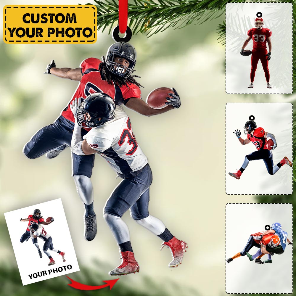 Personalized Ornament Gifts For Football Player - Custom Ornaments Gift For Football Lovers - Custom Photo Football Player Ornament