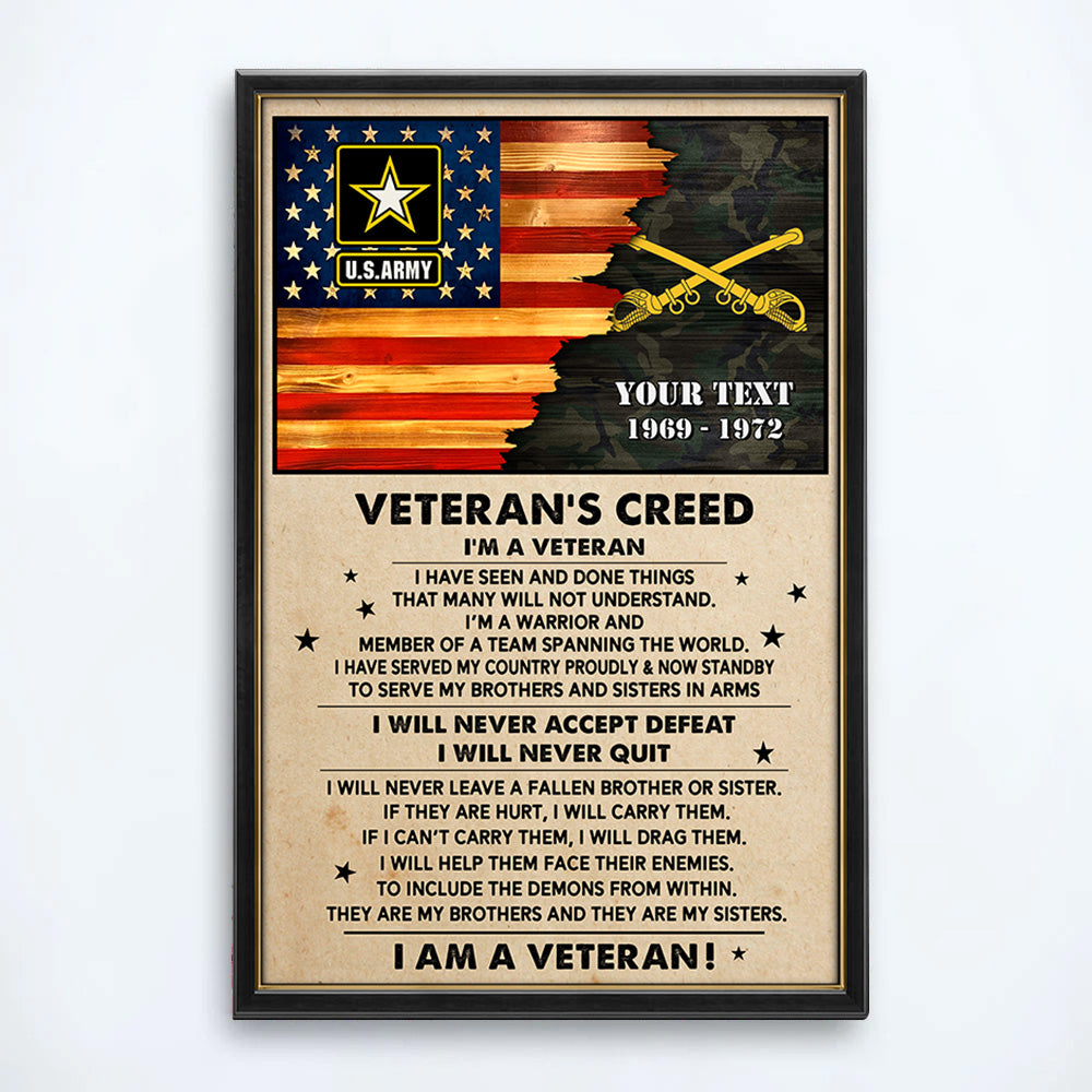 Veteran's Creed Custom Poster and Canvas Vr3 Personalized Gift For Veteran K1702