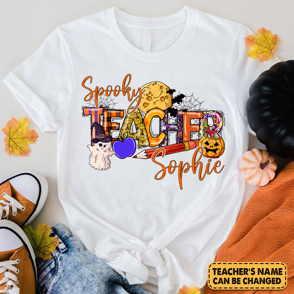 Personalized Shirt Spooky Teacher Custom Teacher Name Halloween Shirt For Teacher H2511