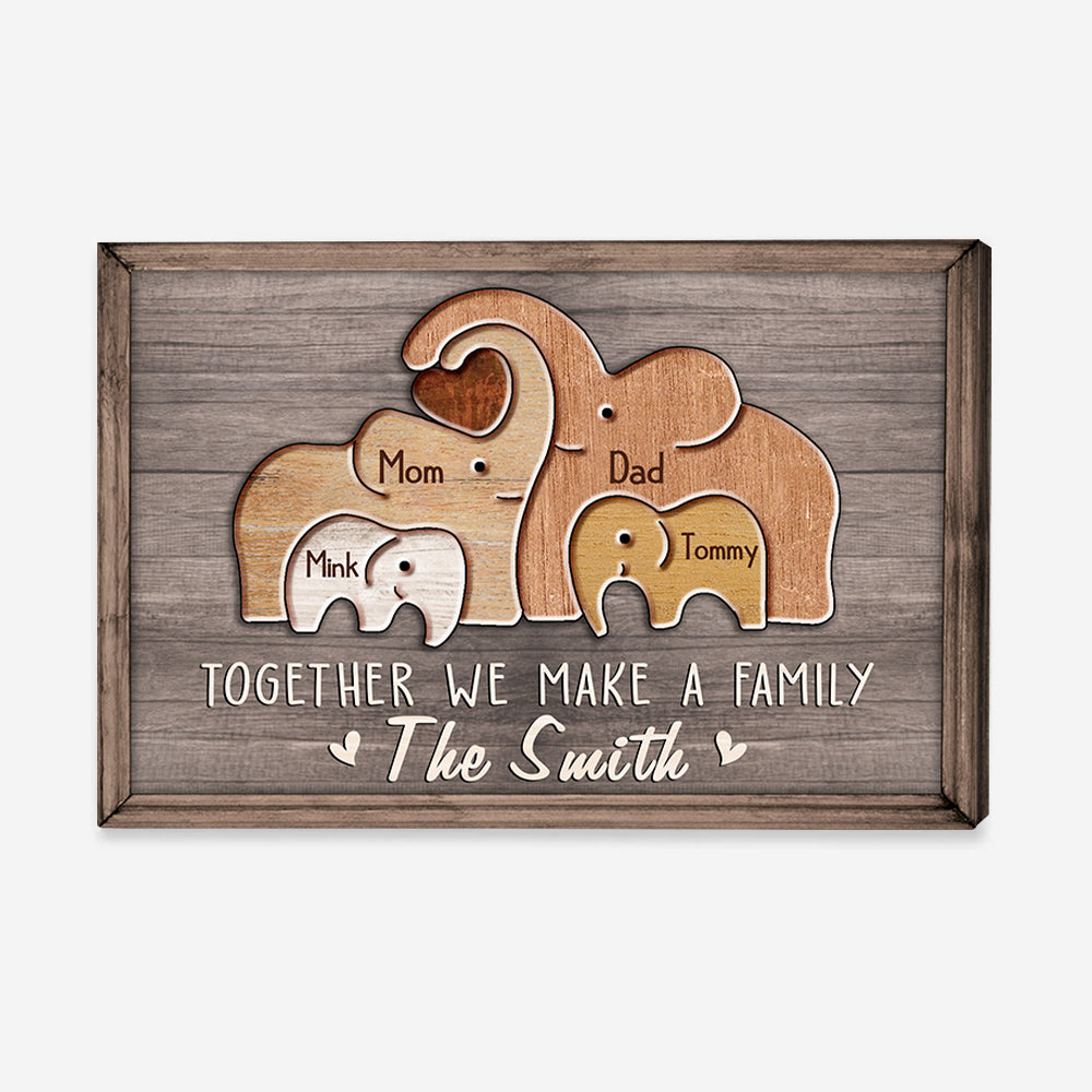 Together We Make A Family Canvas Personalized Wooden Style Canvas Custom Family Names