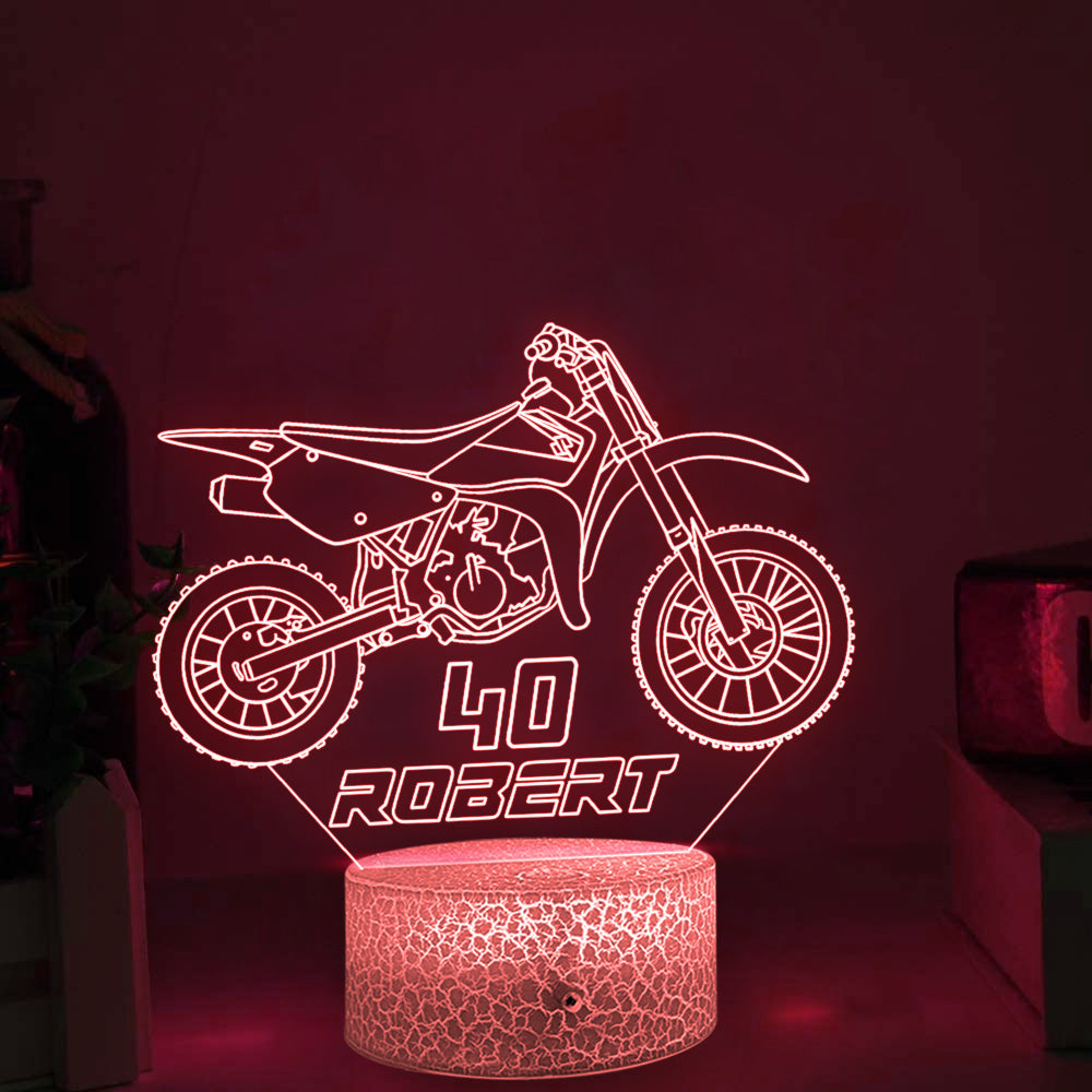 Personalized Motocross 3D Led Light with custom Name & Number, Dirt Bi -  HANDFLOOR