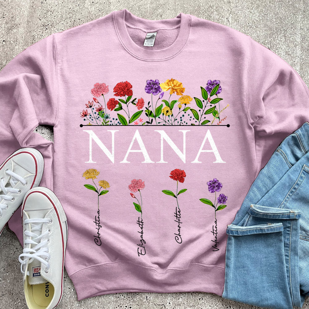 Personalized Nana Carnation Garden Shirt For Grandma