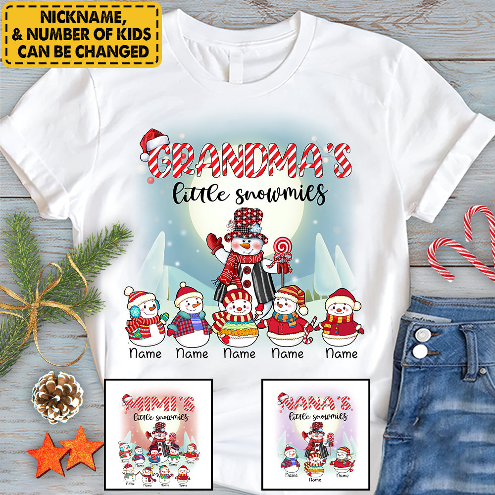 Personalized Nana's Little Snowmies Custom Grandkids Christmas Shirt For Grandma Nana