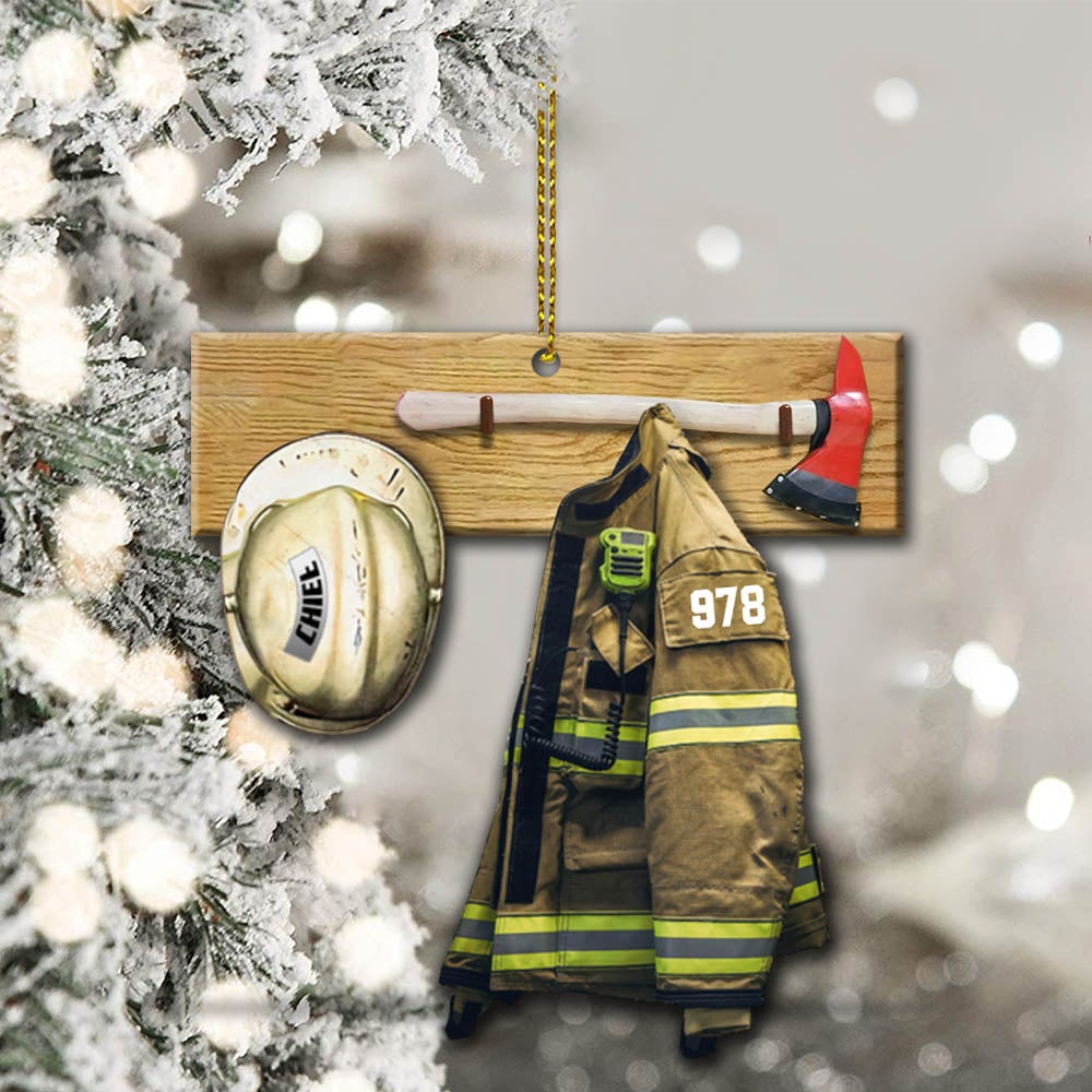 Armor And Name Cut Shaped Ornament Personalized Ornament Gifts For Firefighter For Fireman