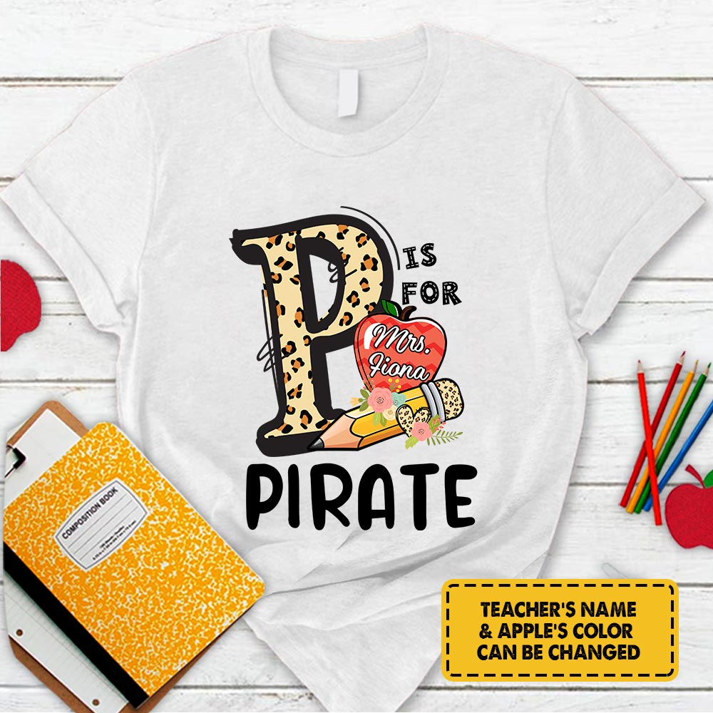 Personalized Pirate Leopard Shirt Teacher T-Shirt