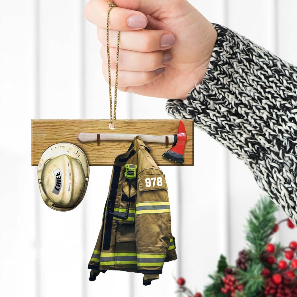 Armor And Name Cut Shaped Ornament Personalized Ornament Gifts For Firefighter For Fireman
