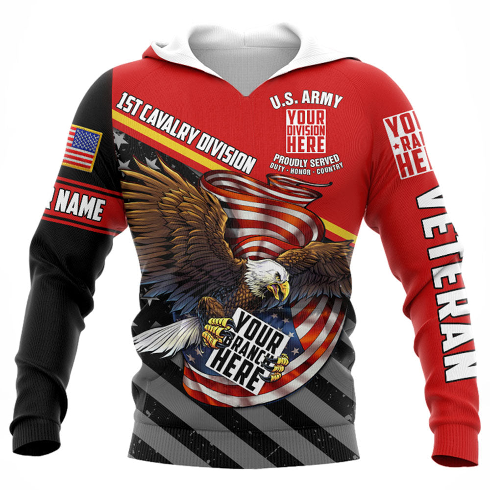 Custom Branch Division Rank Proudly Served Duty Honor Country Eagle Personalized All Over Print Shirt For Veterans H2511